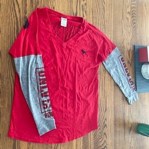 PINK Victoria’s Secret size medium Rebels long sleeve v neck t shirt light worn